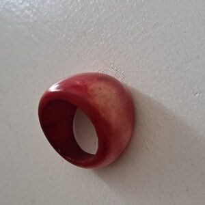 VTG MUTED orangey red bubble ring glass like retro MOD 70's disco pop color